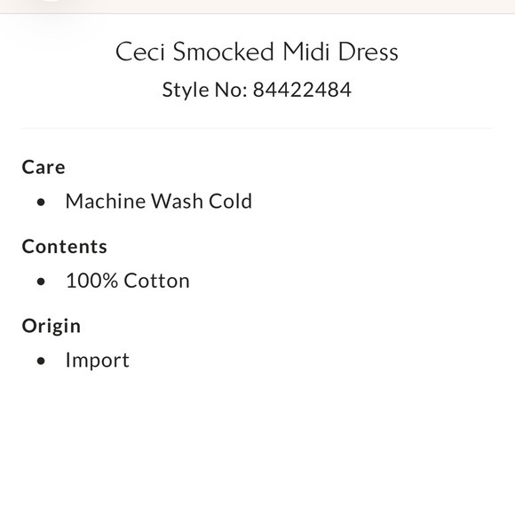 Cece Smocked Midi Dress 100% cotton - Picture 8 of 8